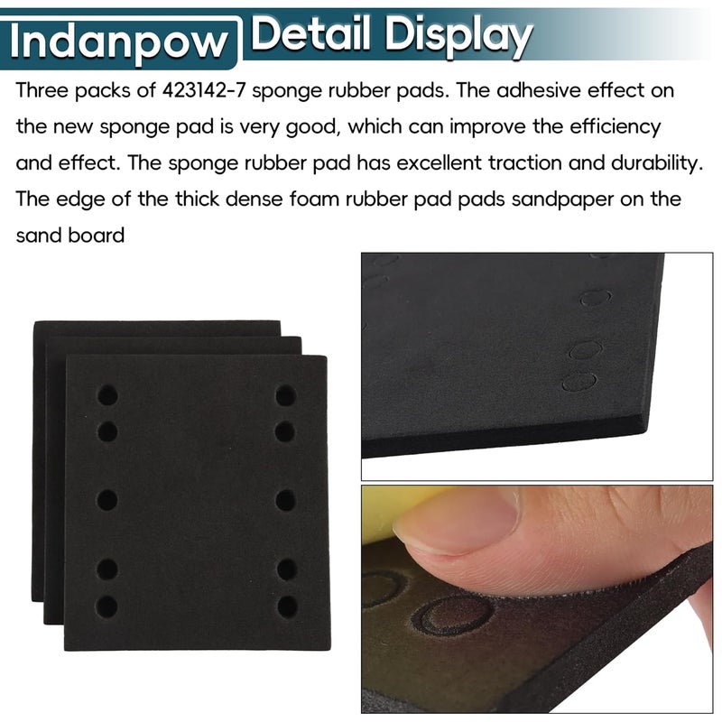 Indanpow 423142-7 Sponge Rubber Pads Compatible with BO4550/BO4552 Finishing Sanders for Finishing Sander(3 Pack) - Image 3